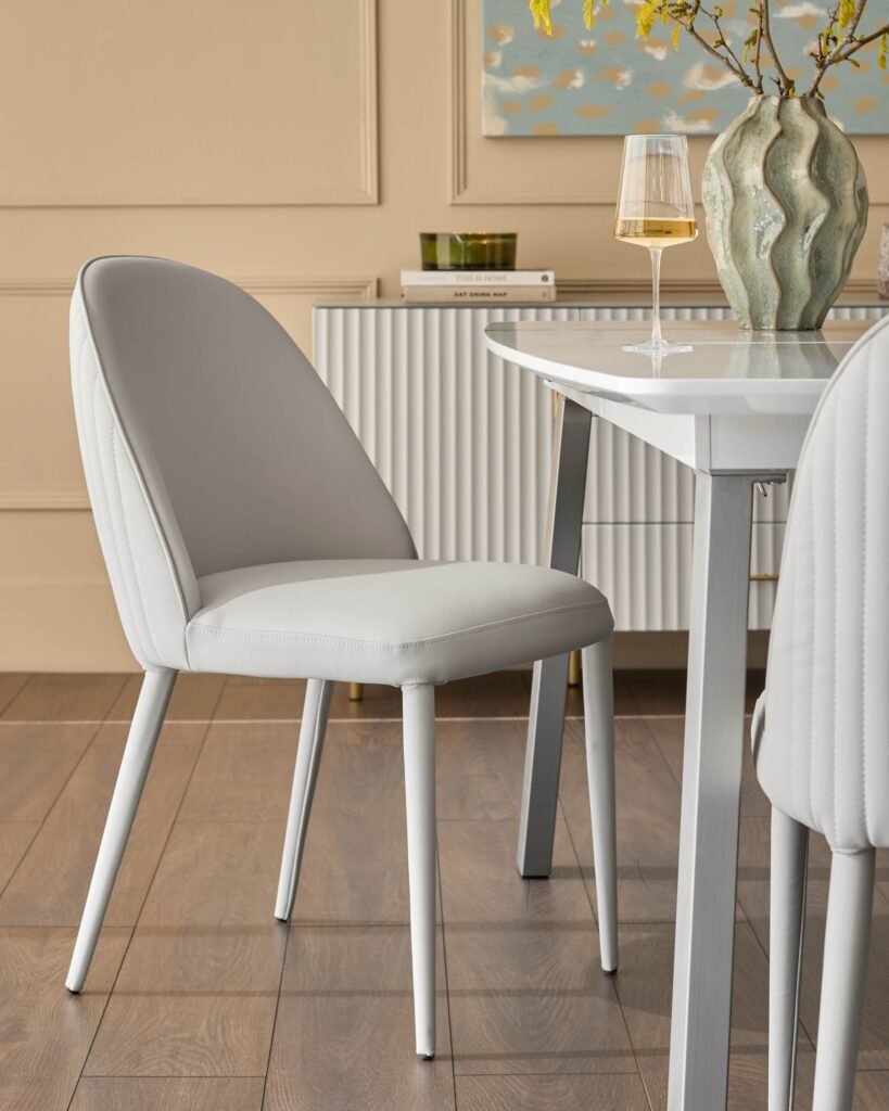 Saylor light grey faux leather Dusk England dining chair - set of 2 Front