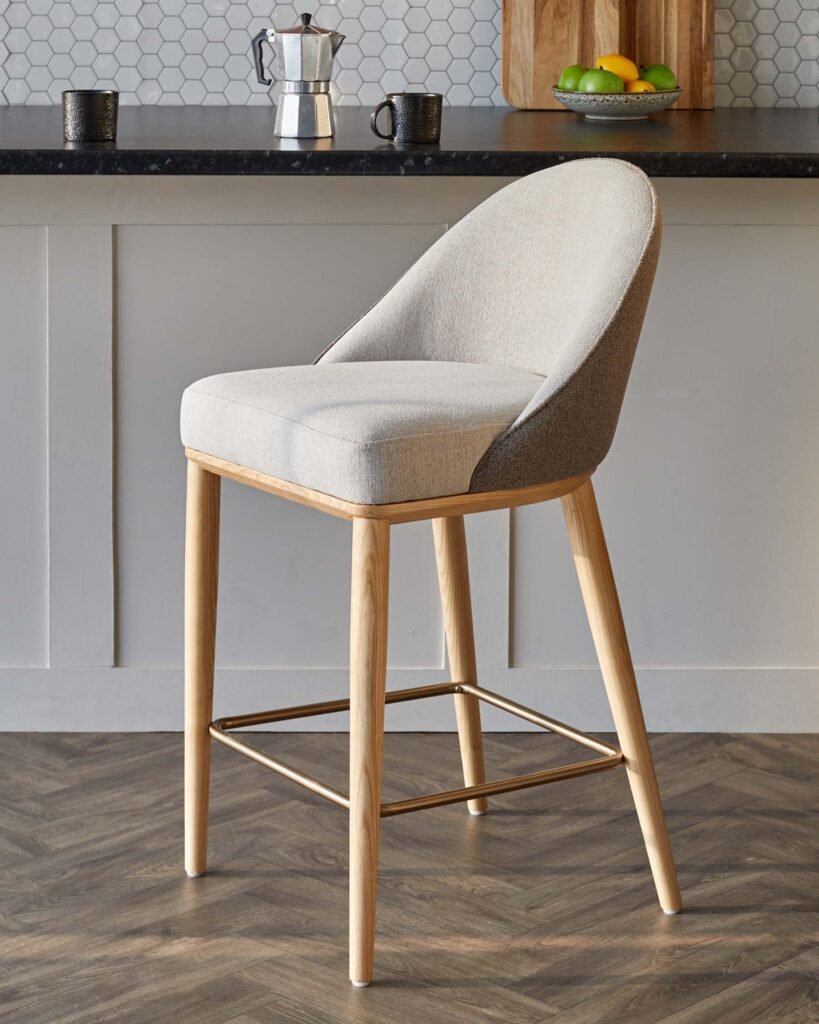 Scarlett natural mixed material bar stool – Dusk England Front