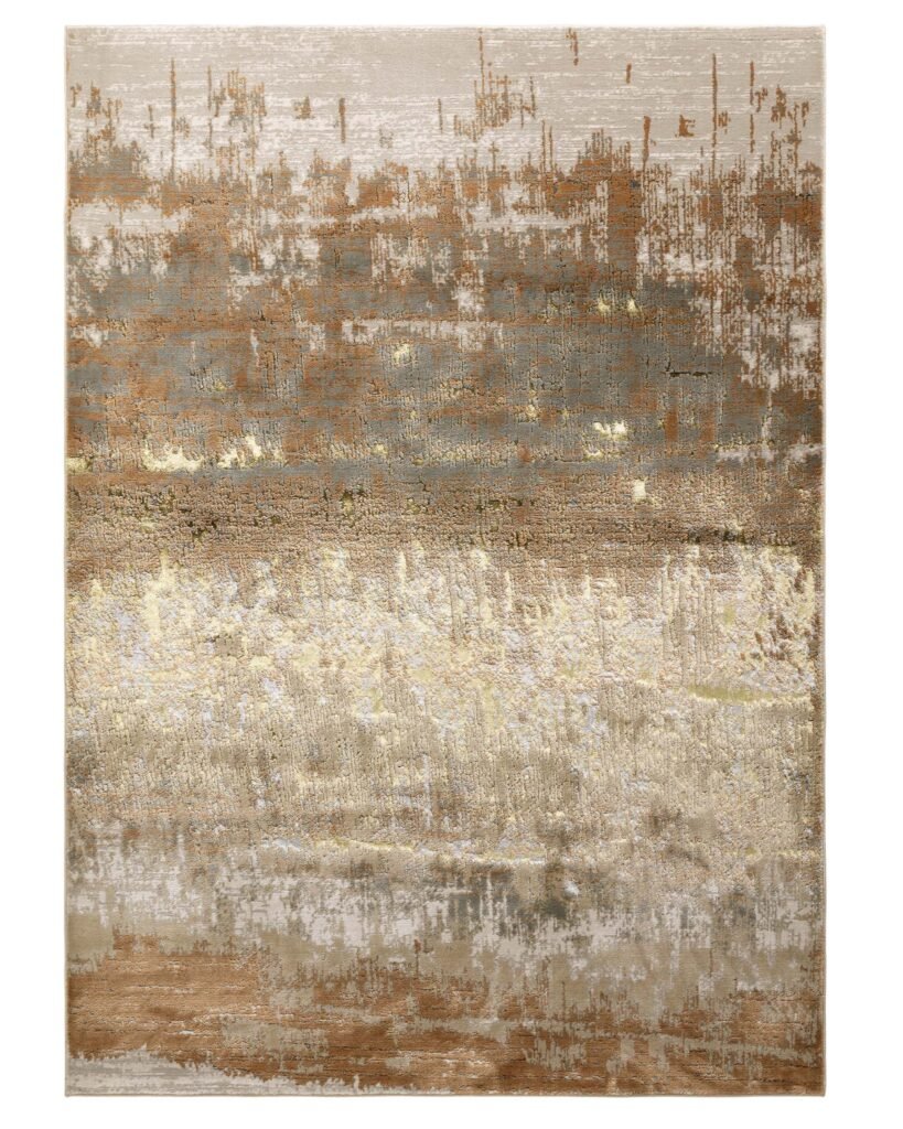 Sepia mixed metallics Dusk Scotland textured small rug Front