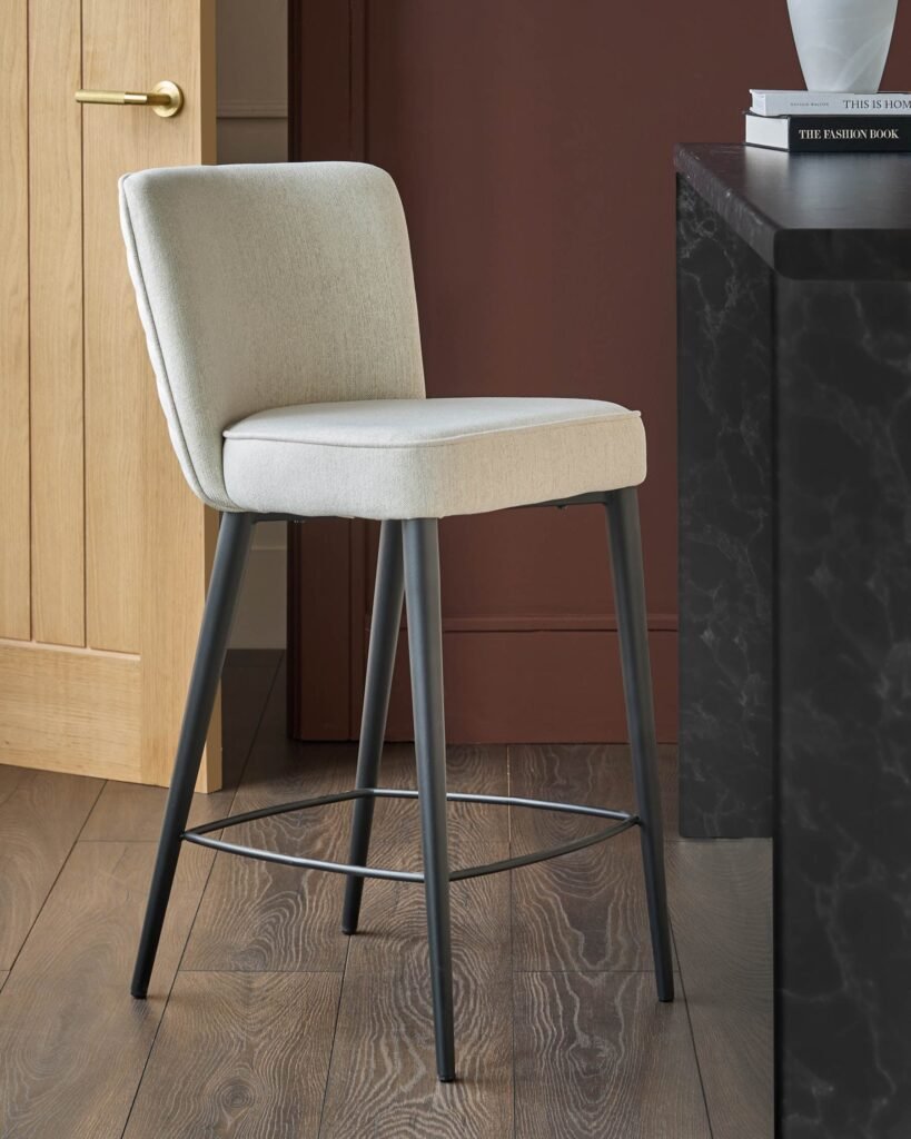 Serena ivory dual tone fabric bar stool – Dusk England Front