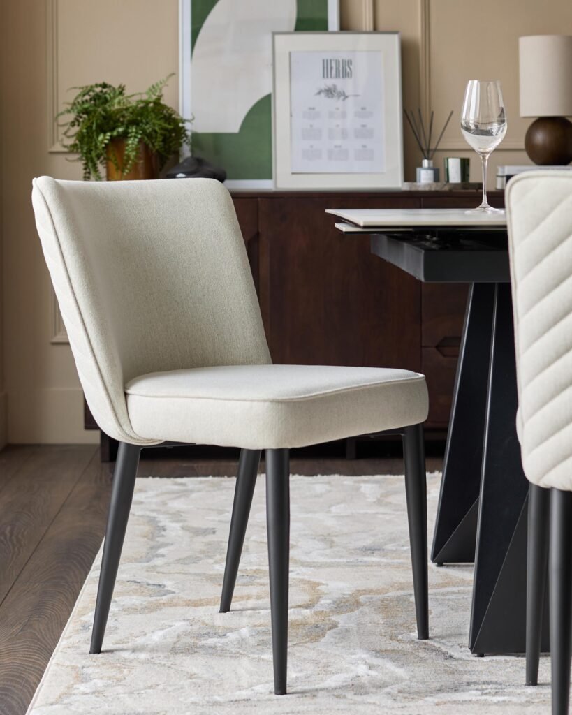 Serena ivory dual tone fabric dining chair - set of 2 – Dusk Scotland Front