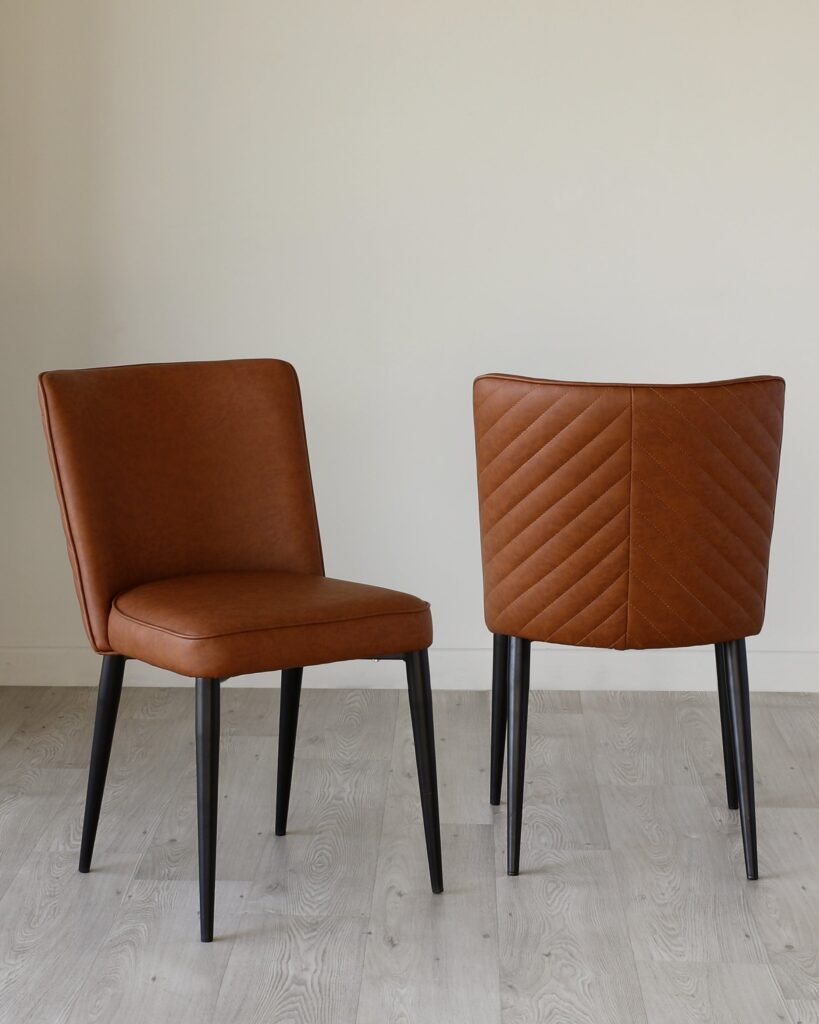 Dusk Scotland Serena tan faux leather dining chair - set of 2 Front