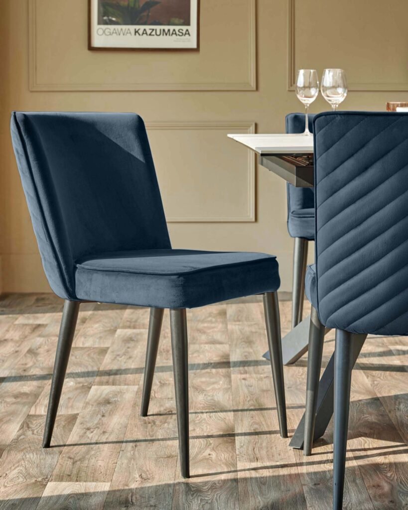 Serena dark blue velvet dining chair - set of 2 – Dusk Front