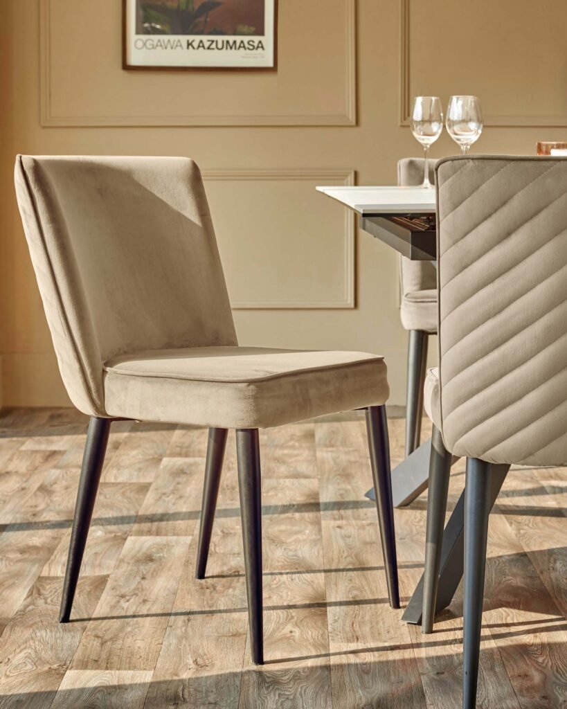 Serena champagne velvet dining chair - set of 2 – Dusk Front