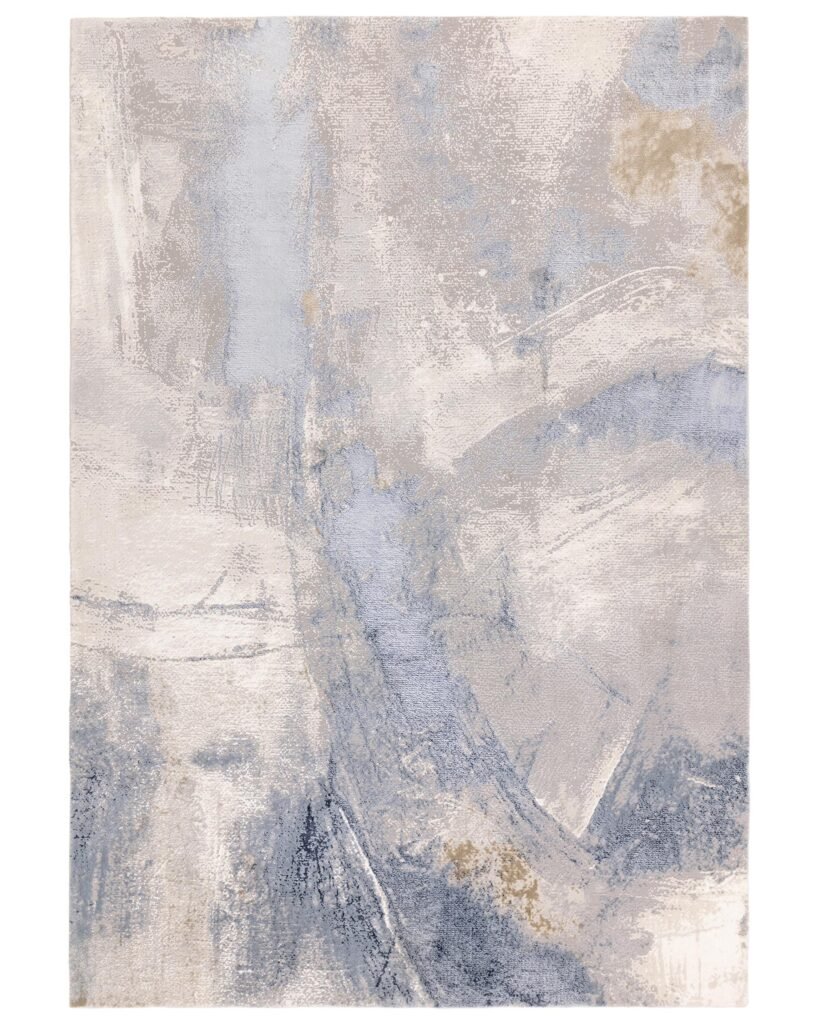 Dusk England Sienna blue grey textured large rug Front