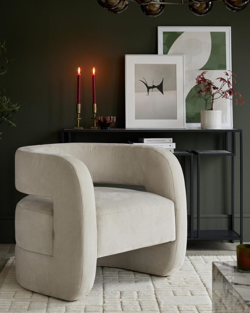 Silas natural grey Dusk fabric accent chair Front