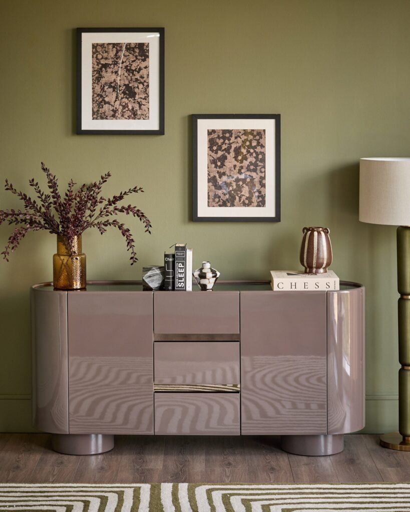 Dusk Siravo mocha gloss with bronze mirror sideboard Front