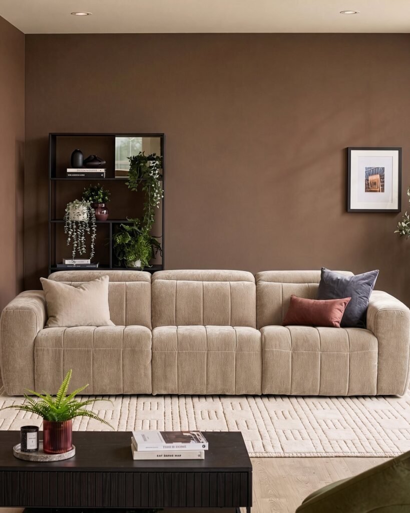 Skye champagne chenille Dusk England 3 seater sofa Front
