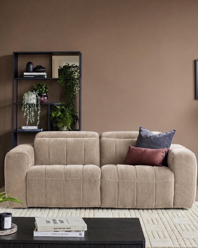 Skye champagne chenille 2 seater sofa – Dusk Scotland Front