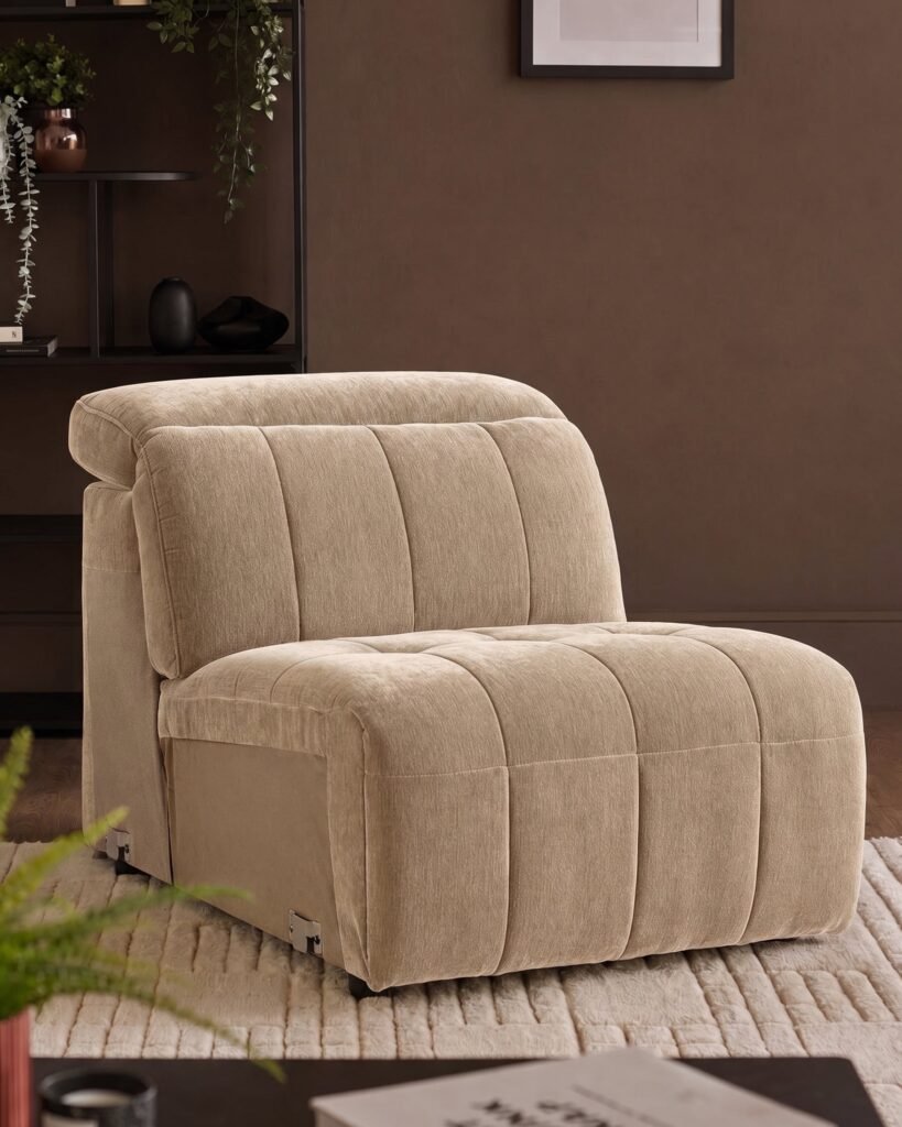Skye champagne Dusk chenille sofa module Front