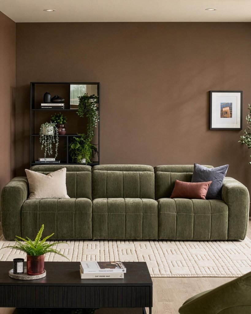 Dusk Skye dark green fabric 3 seater sofa Front