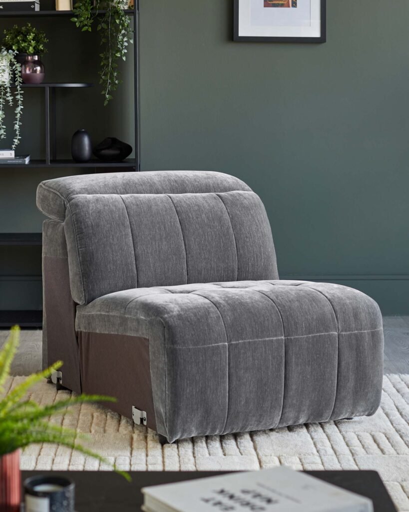 Skye dark grey Dusk England fabric single sofa module Front
