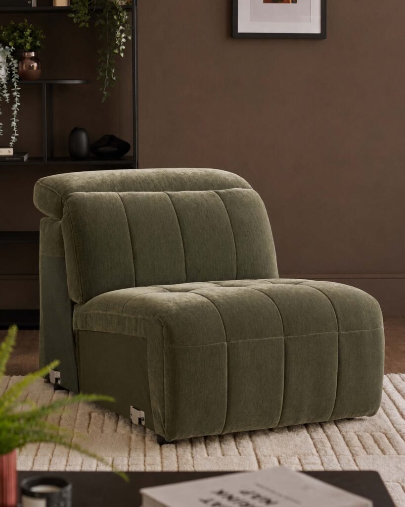 Dusk Skye dark green fabric sofa module Front