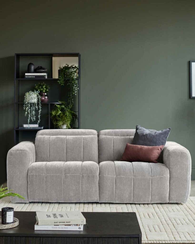 Dusk Scotland Skye light grey fabric 2 seater recliner sofa Front