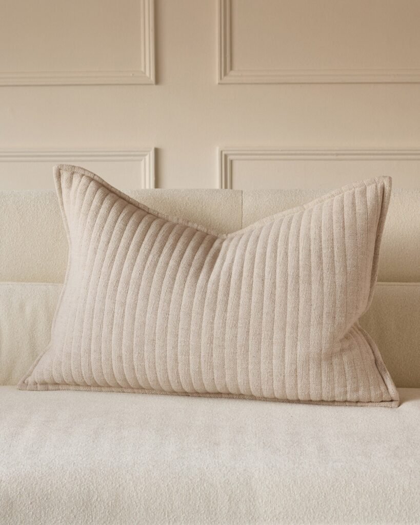 Sloane natural medium cushion – Dusk Scotland Front