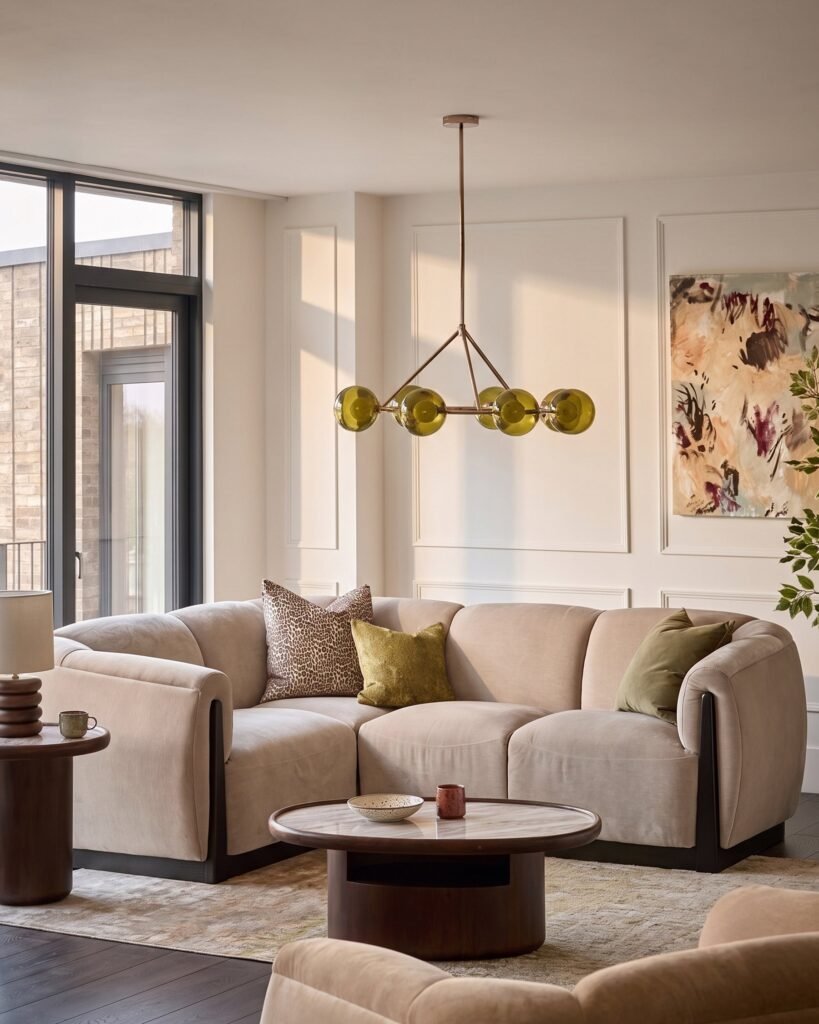 Teagan champagne chenille left hand facing small corner sofa – Dusk Scotland Front