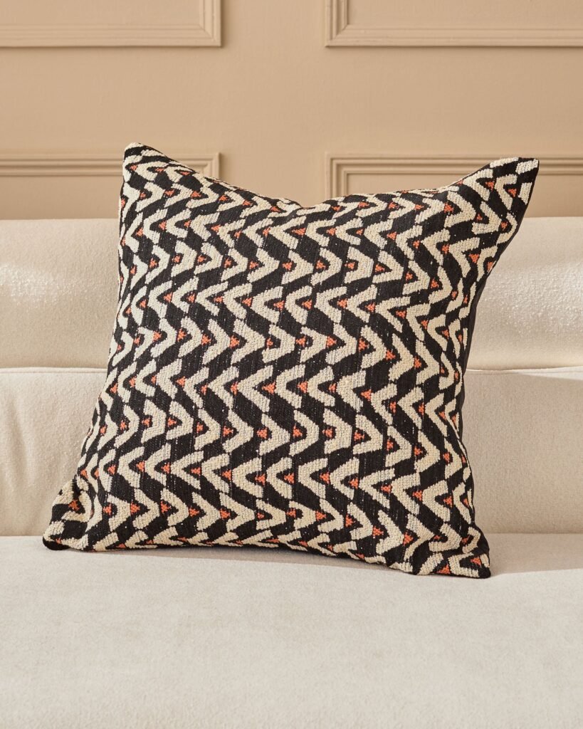 Dusk Scotland Teela black patterned large cushion Front