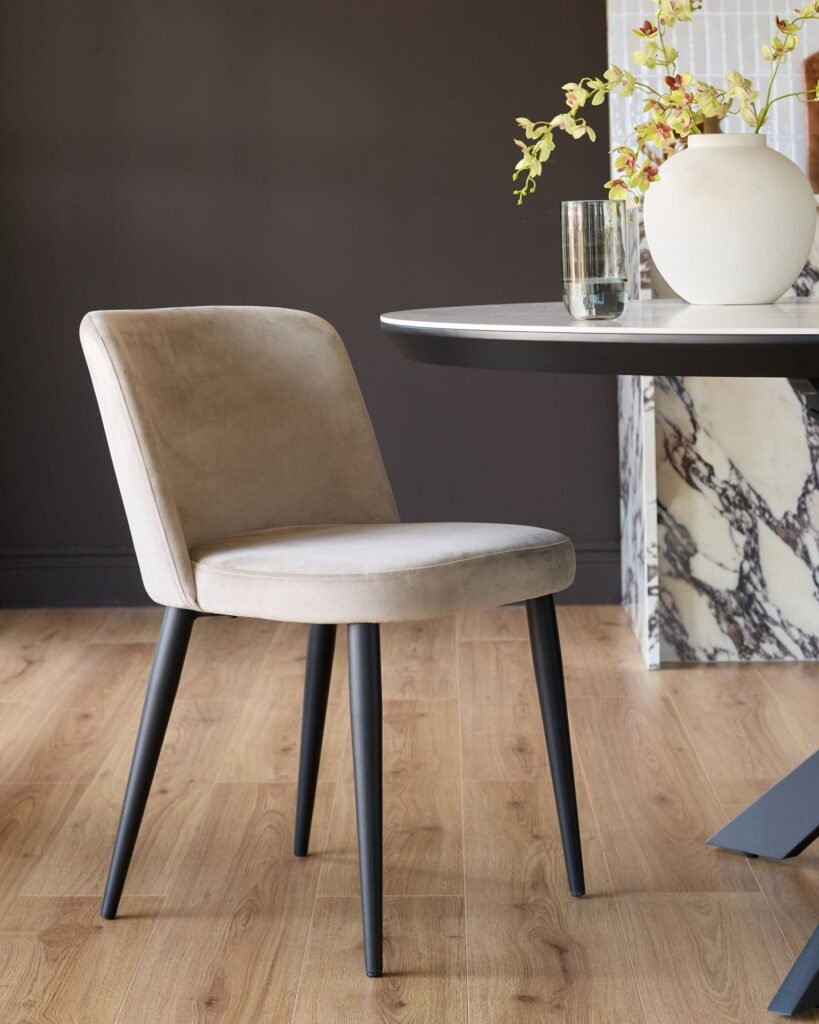 Trinny champagne velvet dining chair - set of 2 – Dusk Scotland Front