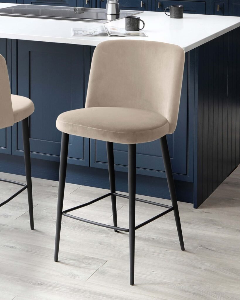 Trinny Champagne Dusk Velvet Bar Stool Front