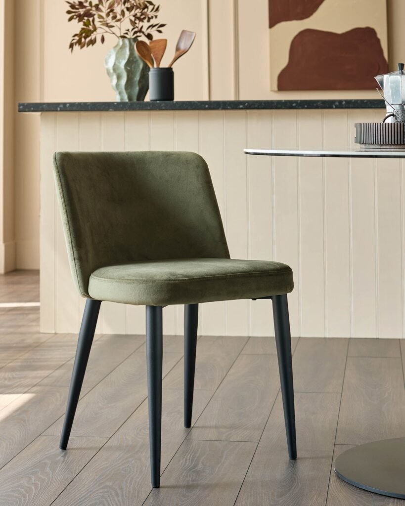 Dusk Trinny olive green velvet dining chair - set of 2 Front