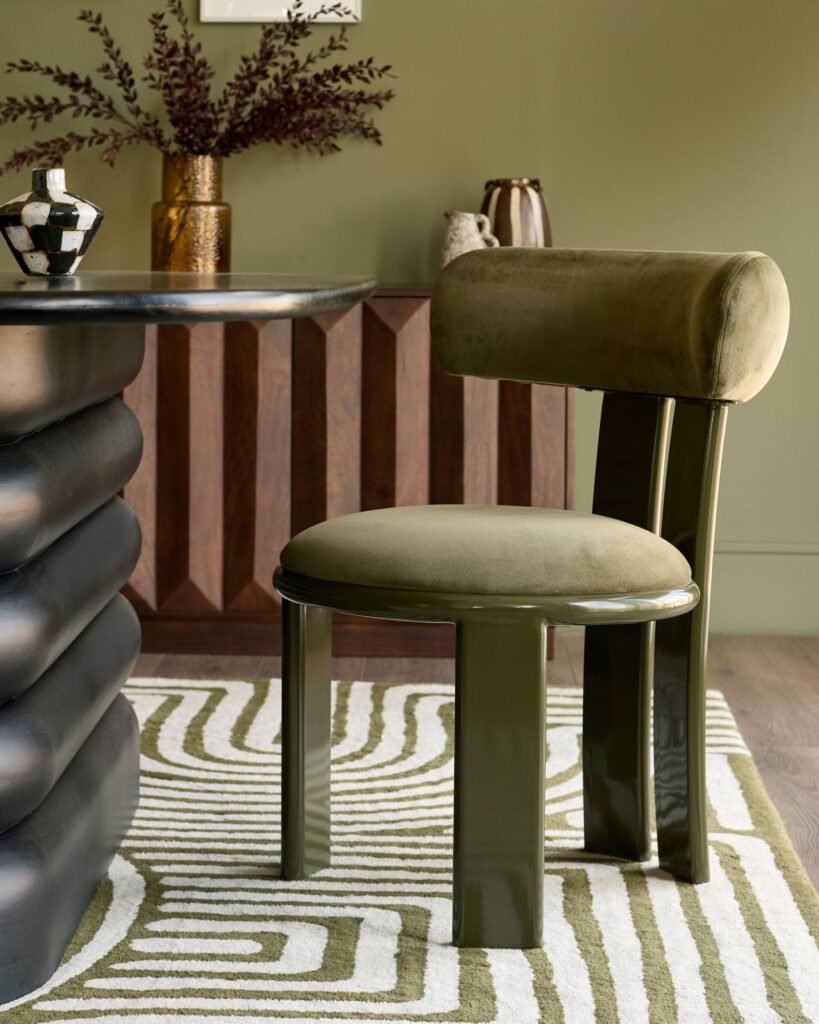 Valerie olive green velvet dining Dusk England chair - set of 2 Front