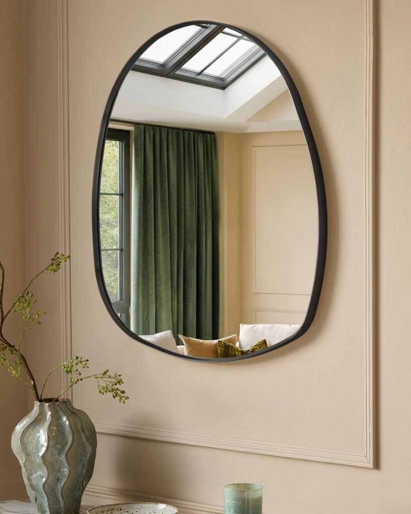 Dusk Caspian black pebble wall mirror Front