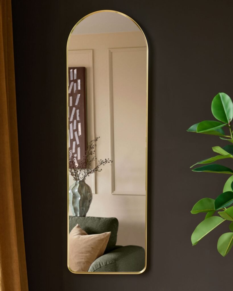 Yannis gold arch wall mirror – Dusk Scotland Front