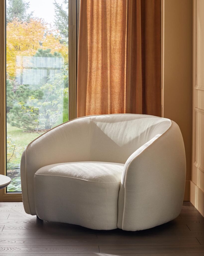 Zoey ivory Dusk England boucle armchair Front