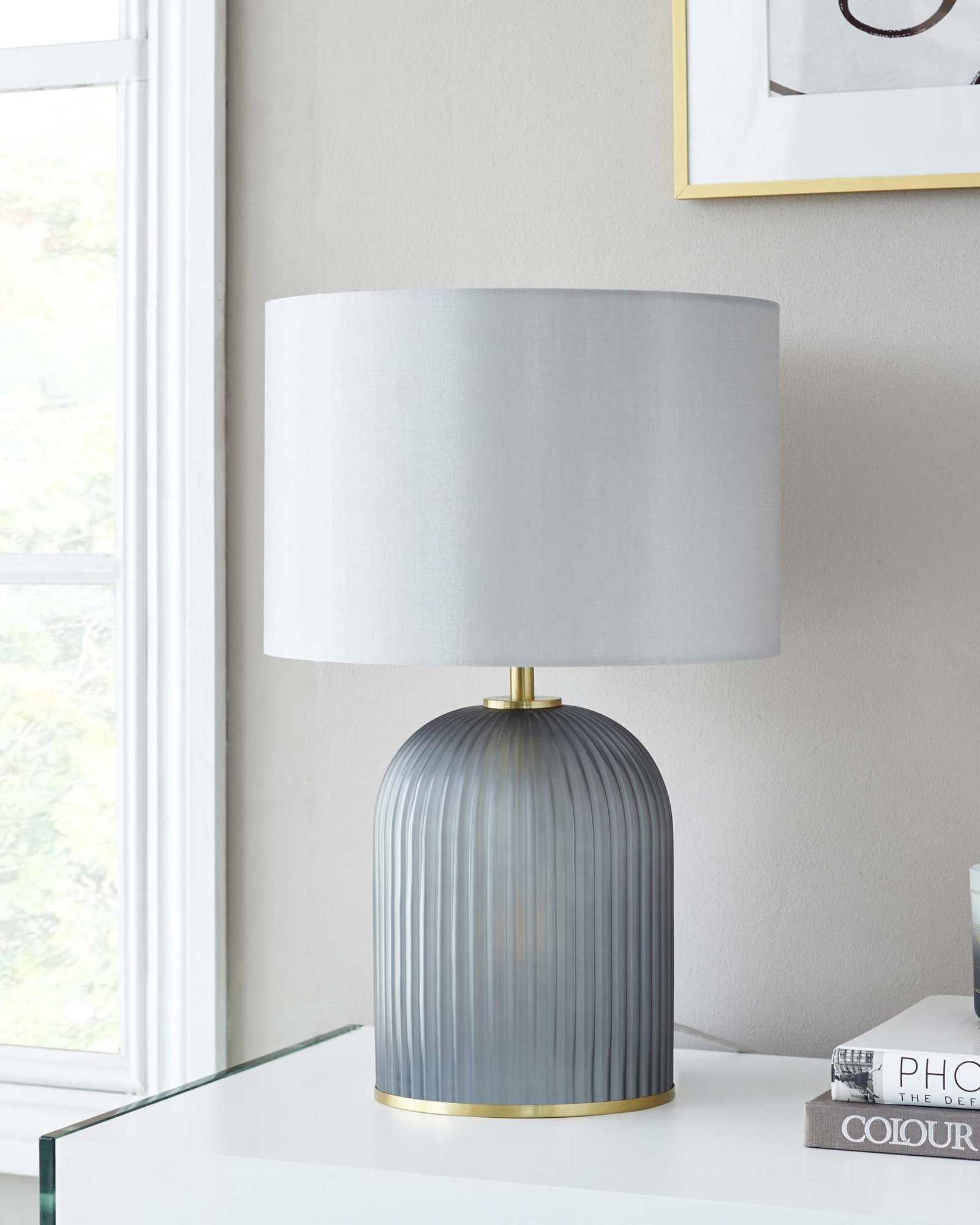 Amalfi Dual-Lit Grey Table Lamp – Dusk Front