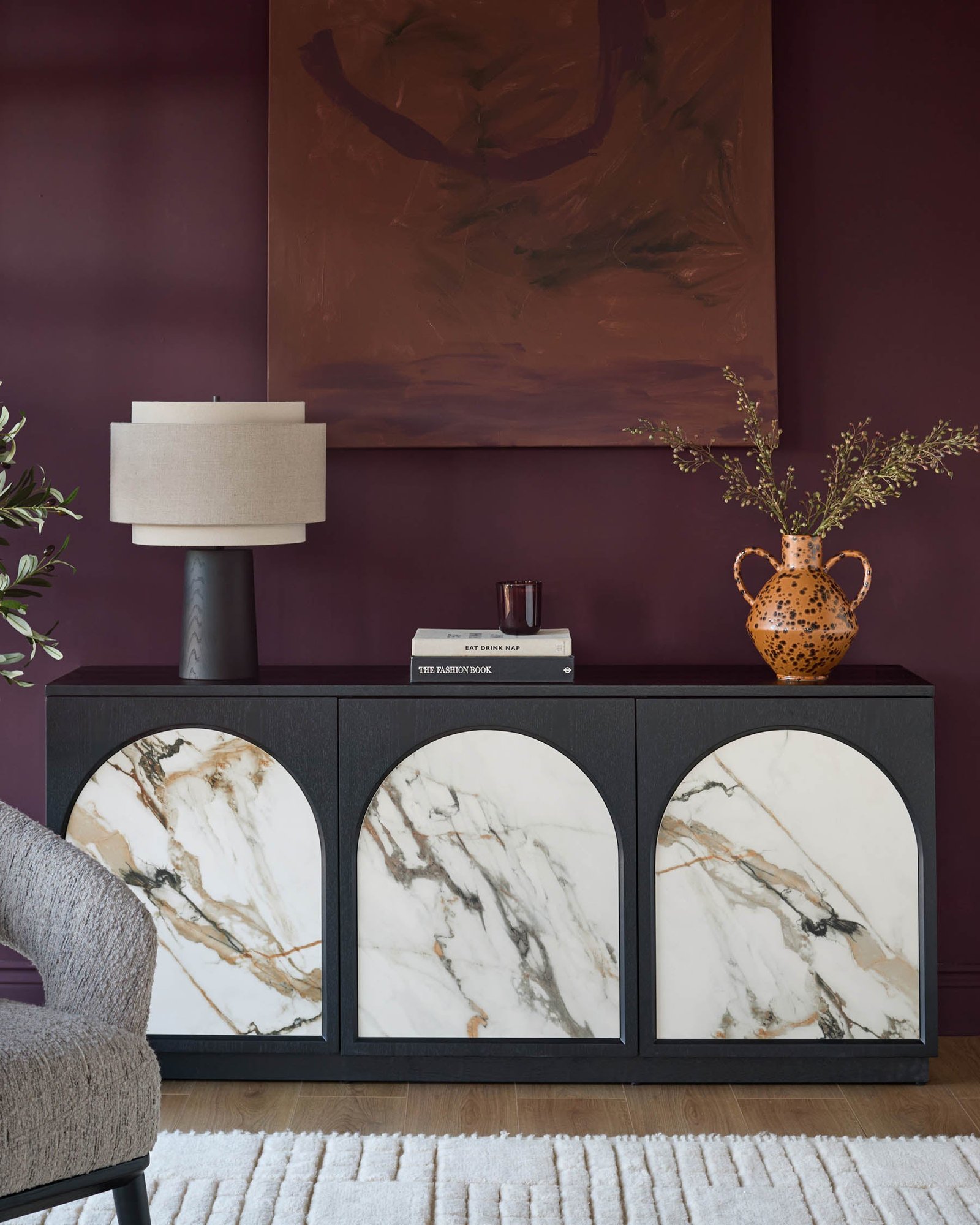 Archie natural Dusk ceramic large sideboard Back