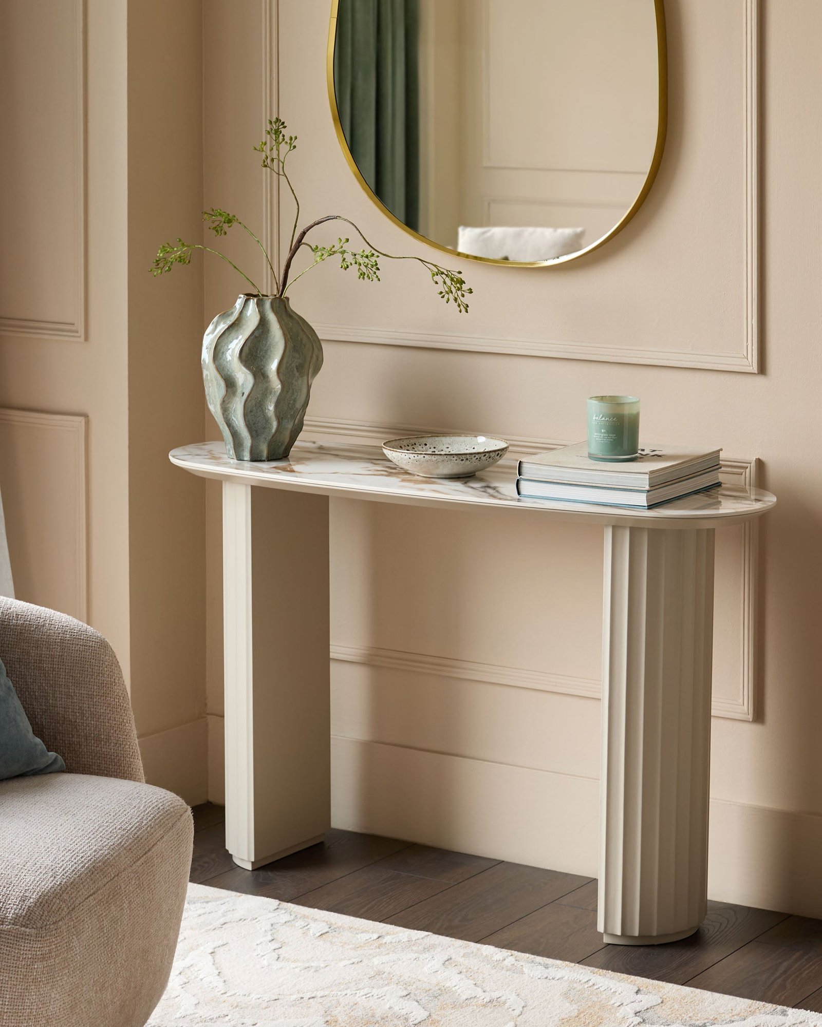 Austin natural ceramic console table – Dusk Scotland Front