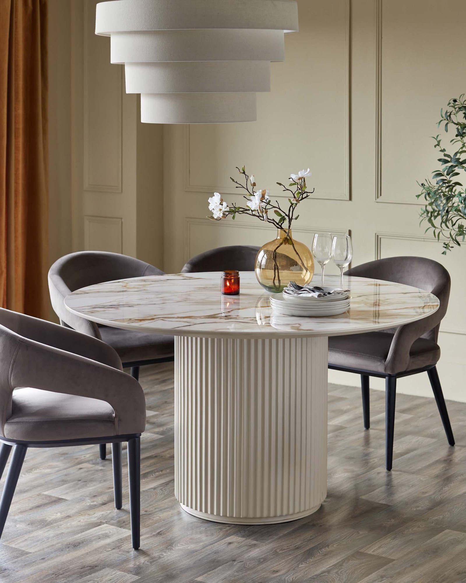 Austin natural ceramic Dusk 6 seater dining table Back