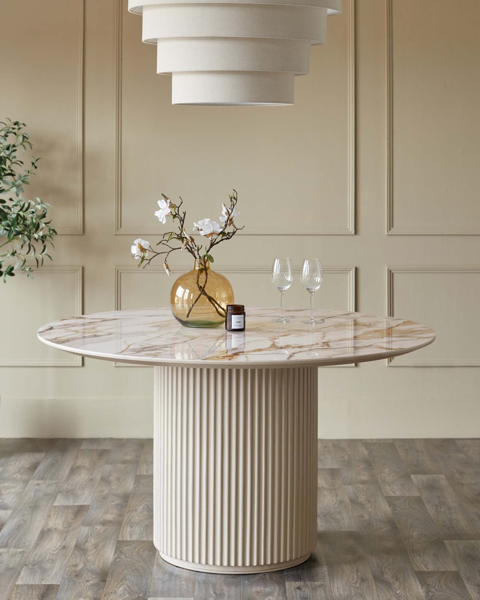 Austin natural ceramic Dusk 6 seater dining table Front