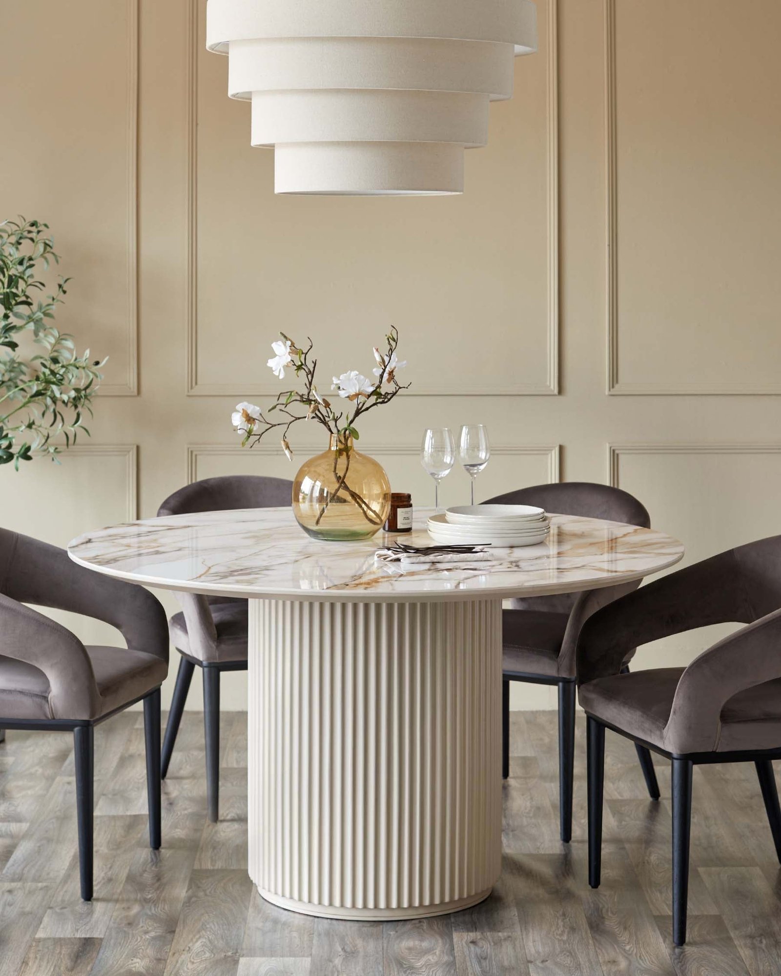 Austin natural ceramic Dusk 6 seater dining table Side