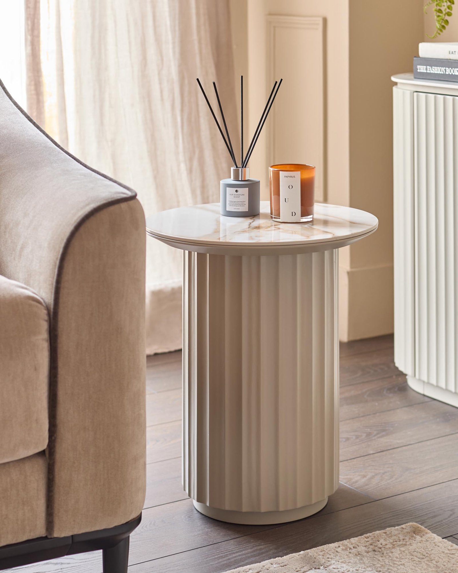 Austin natural ceramic side table – Dusk England Front