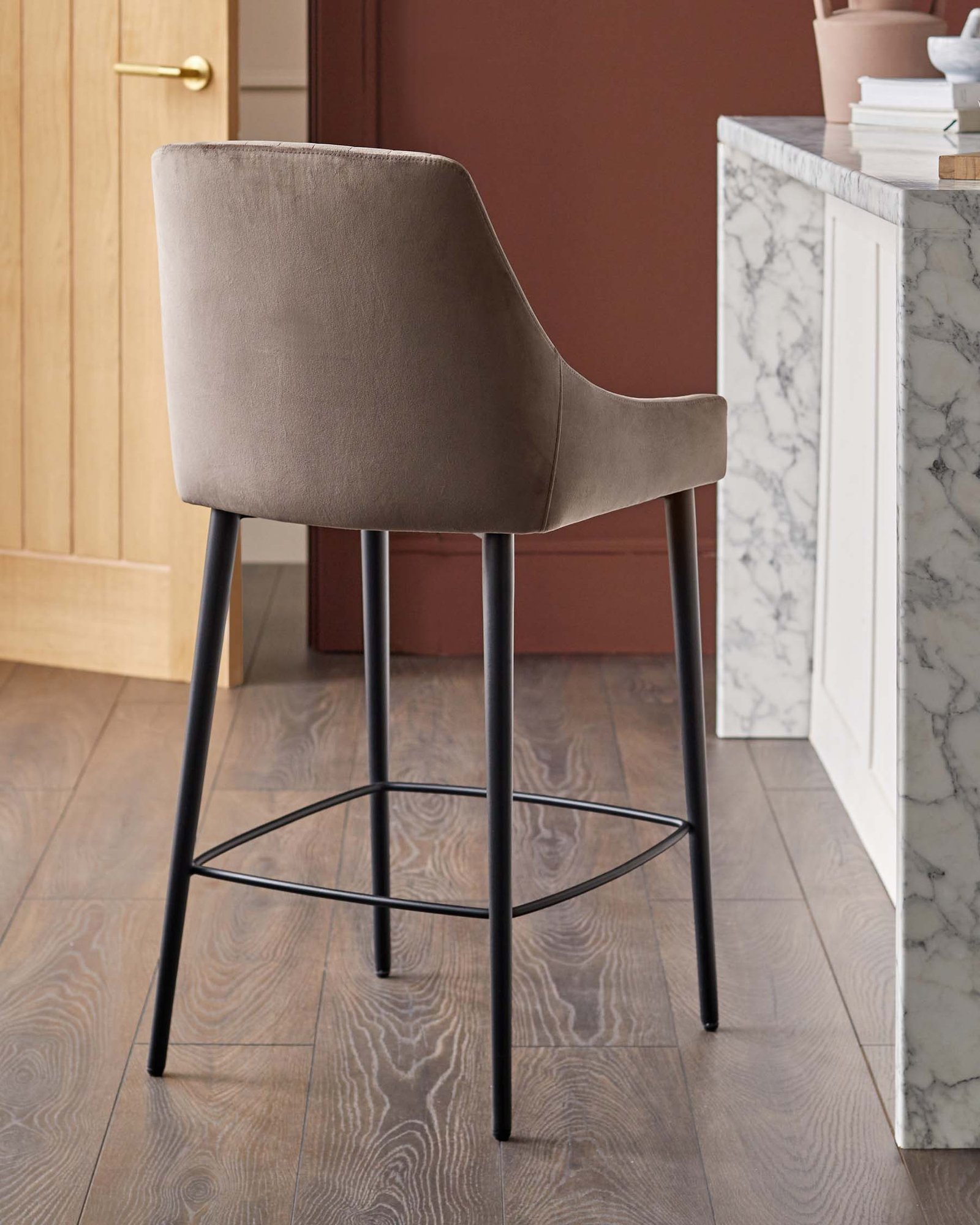 Blakely mocha Dusk velvet bar stool Back