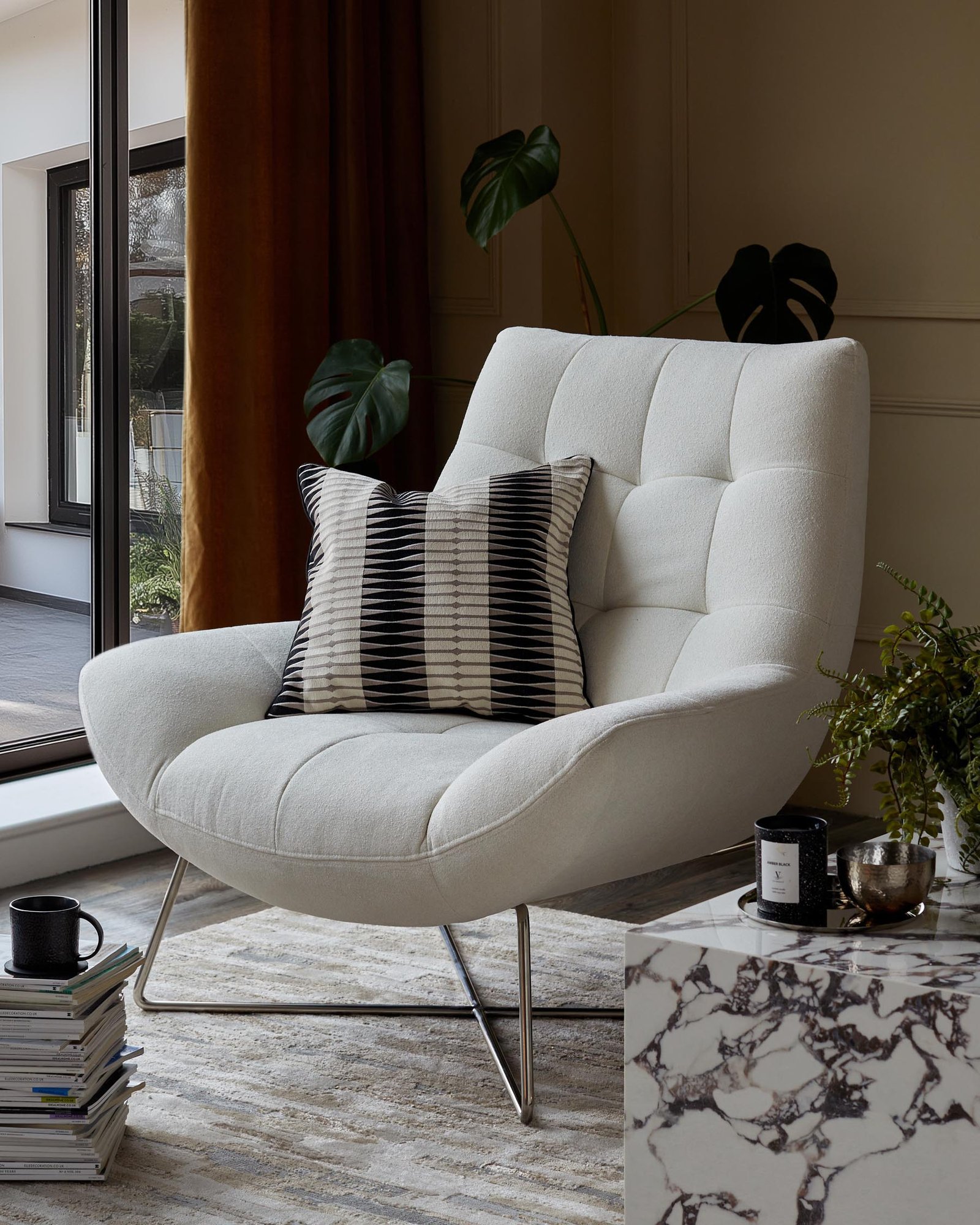 Canio Ivory Boucle Accent Chair – Dusk Side