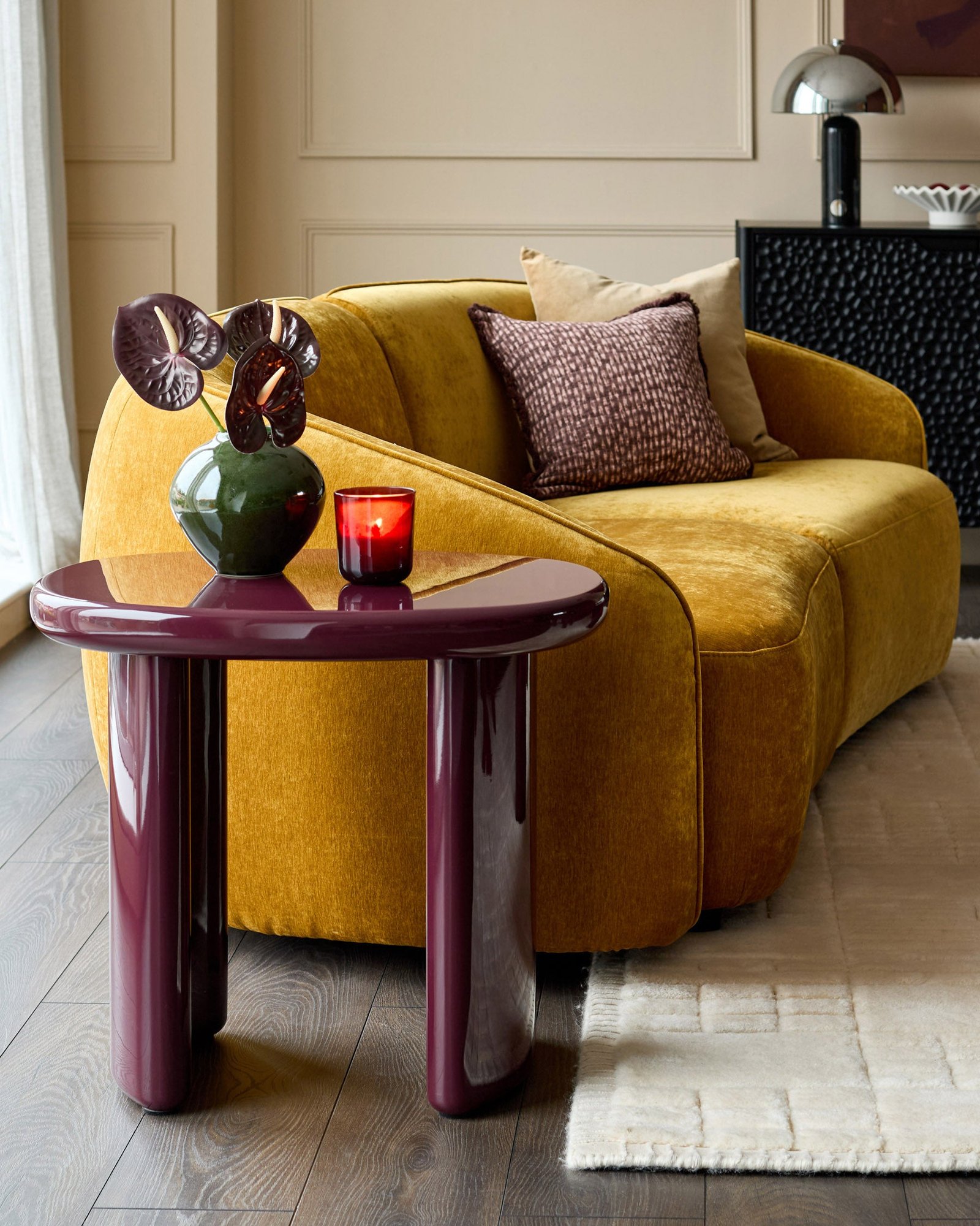 Carmela plum Dusk England gloss side table Back