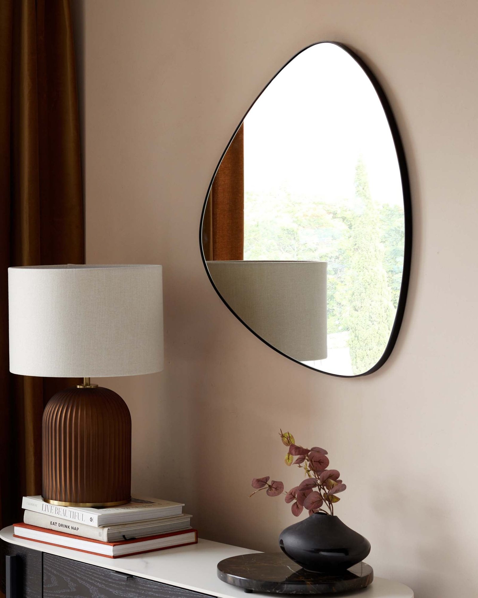 Caspian Small Wall Mirror Black – Dusk Scotland Front