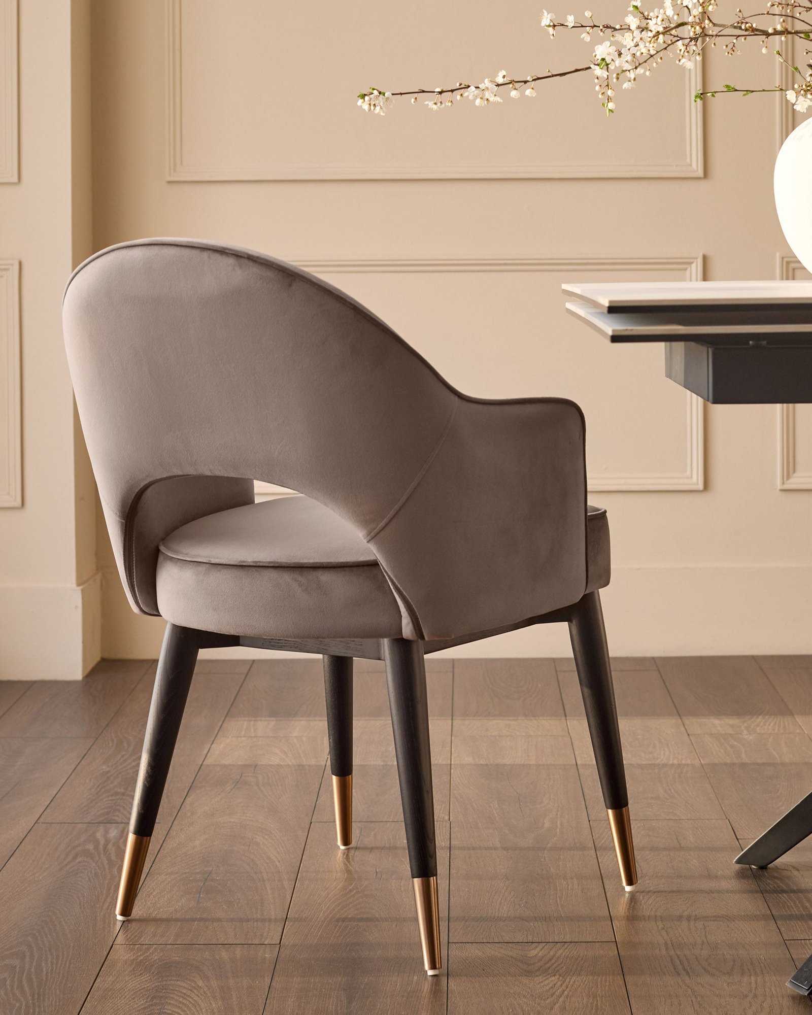 Clover mocha velvet dining armchair – Dusk Side