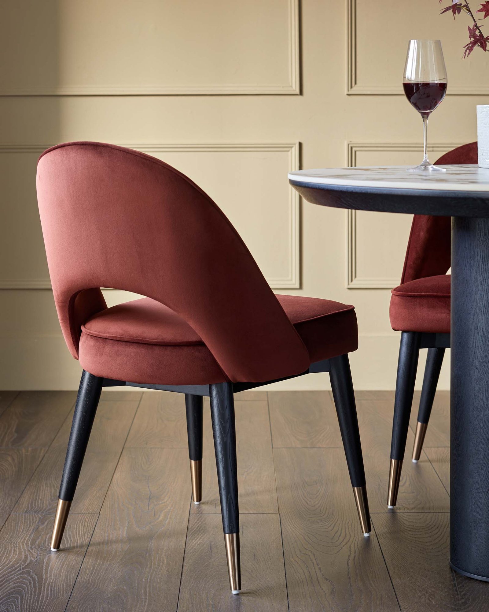 Clover toffee red velvet dining Dusk England chair - set of 2 Side