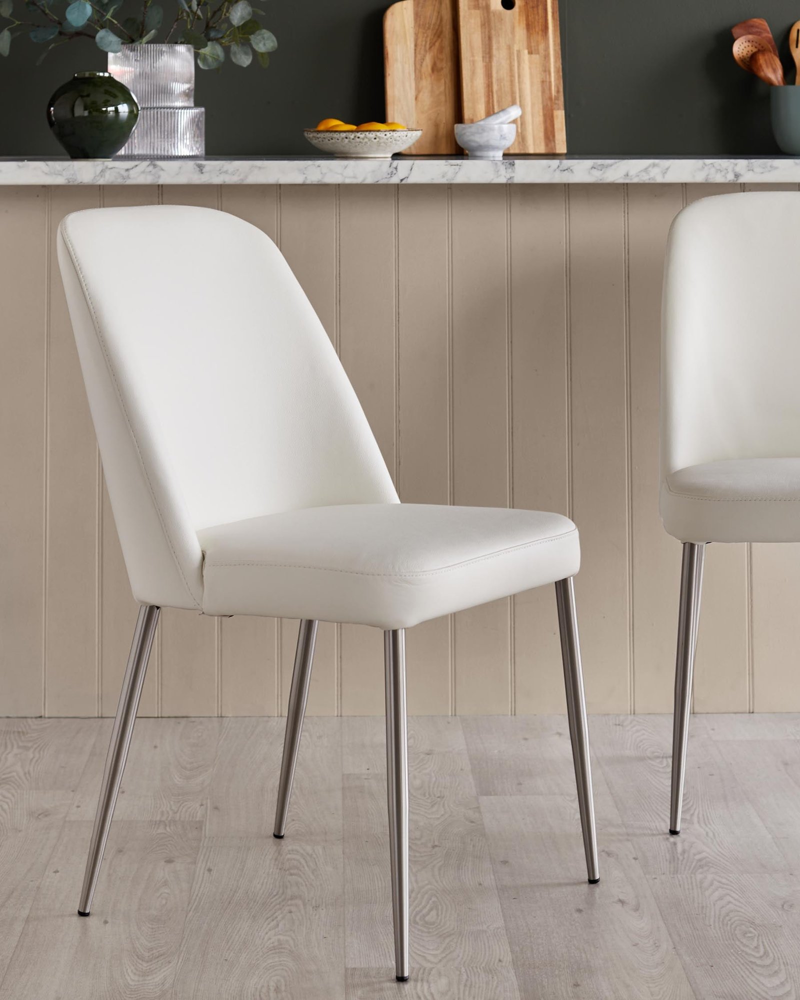 Deco white leather dining Dusk Scotland chair - set of 2 Front