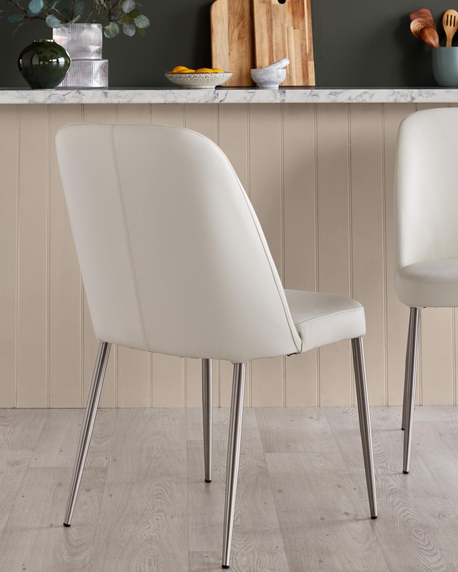Deco white leather dining Dusk Scotland chair - set of 2 Side