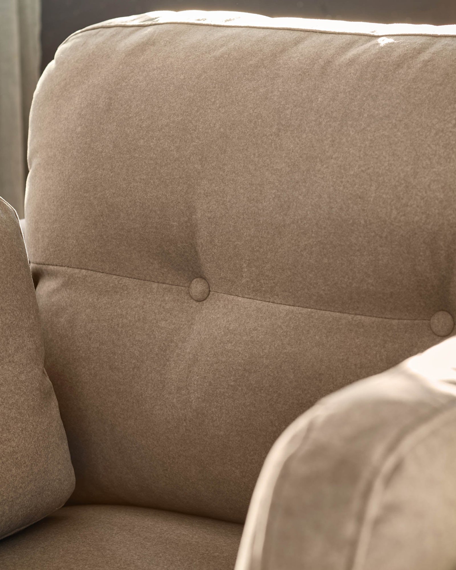 Delilah mocha Dusk plush fabric armchair Side