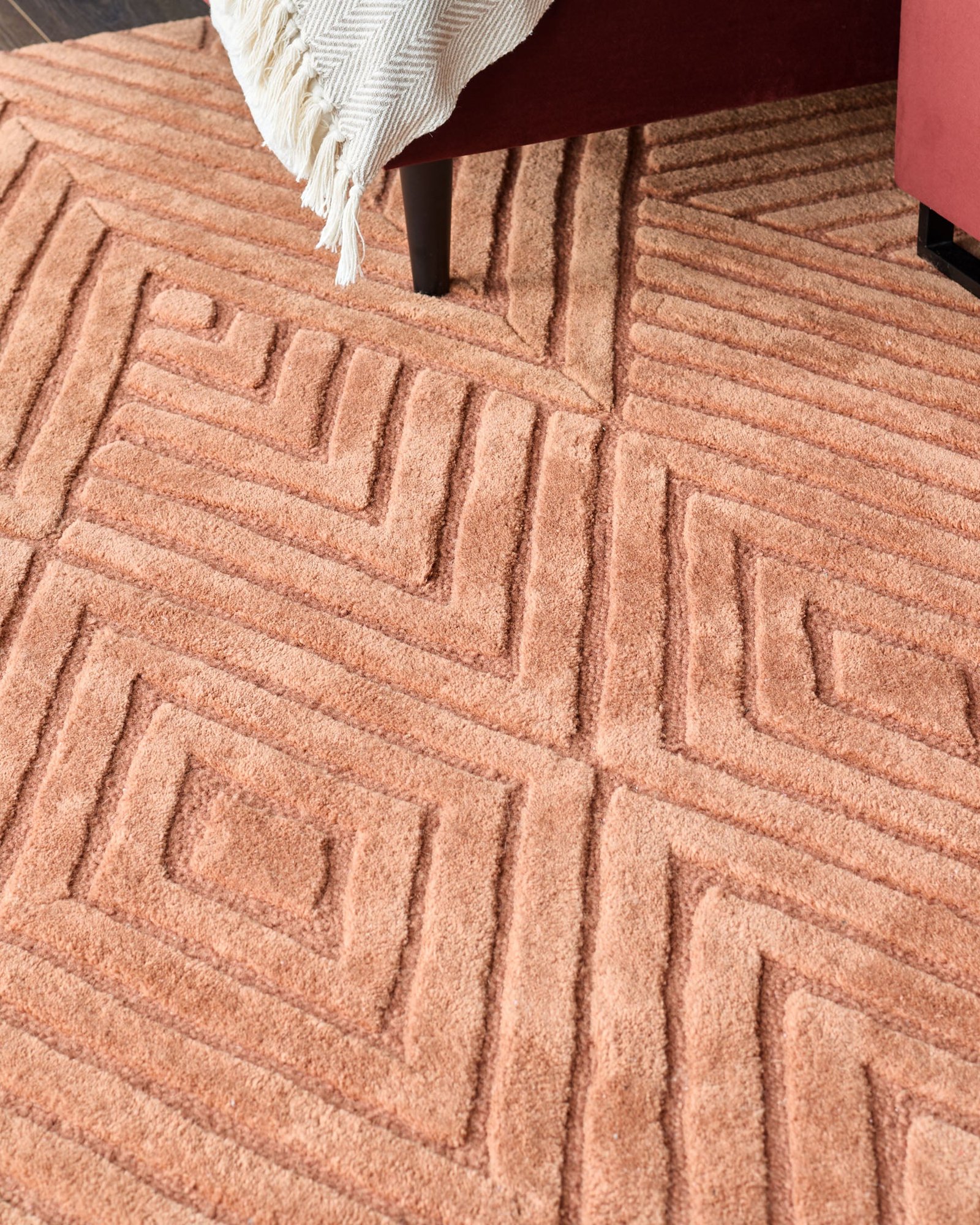Dusk Abstract Point terracotta textured small rug Back