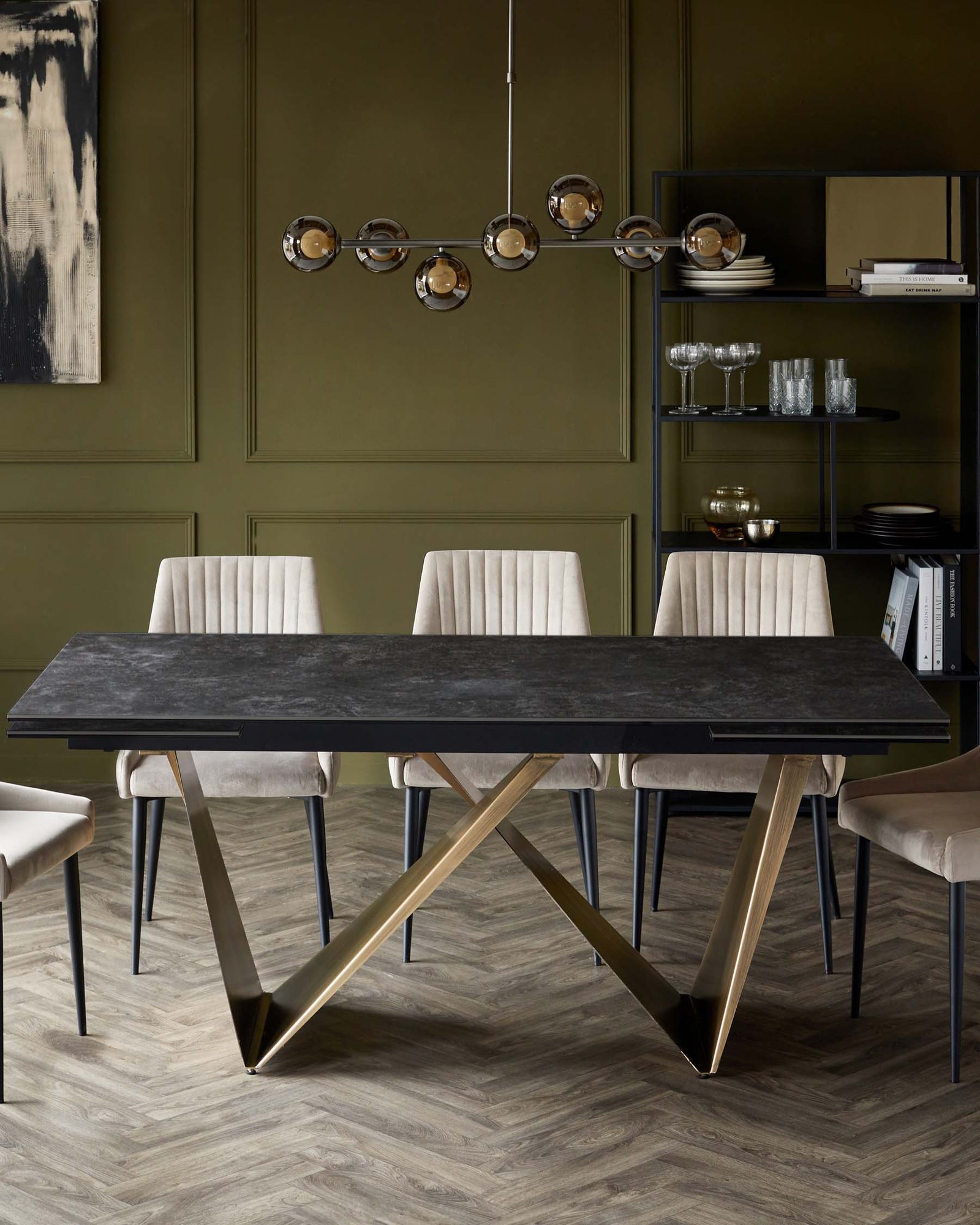 Dusk Calenzano Dark Grey Ceramic Extending 8 to 10 Seater Dining Table Side