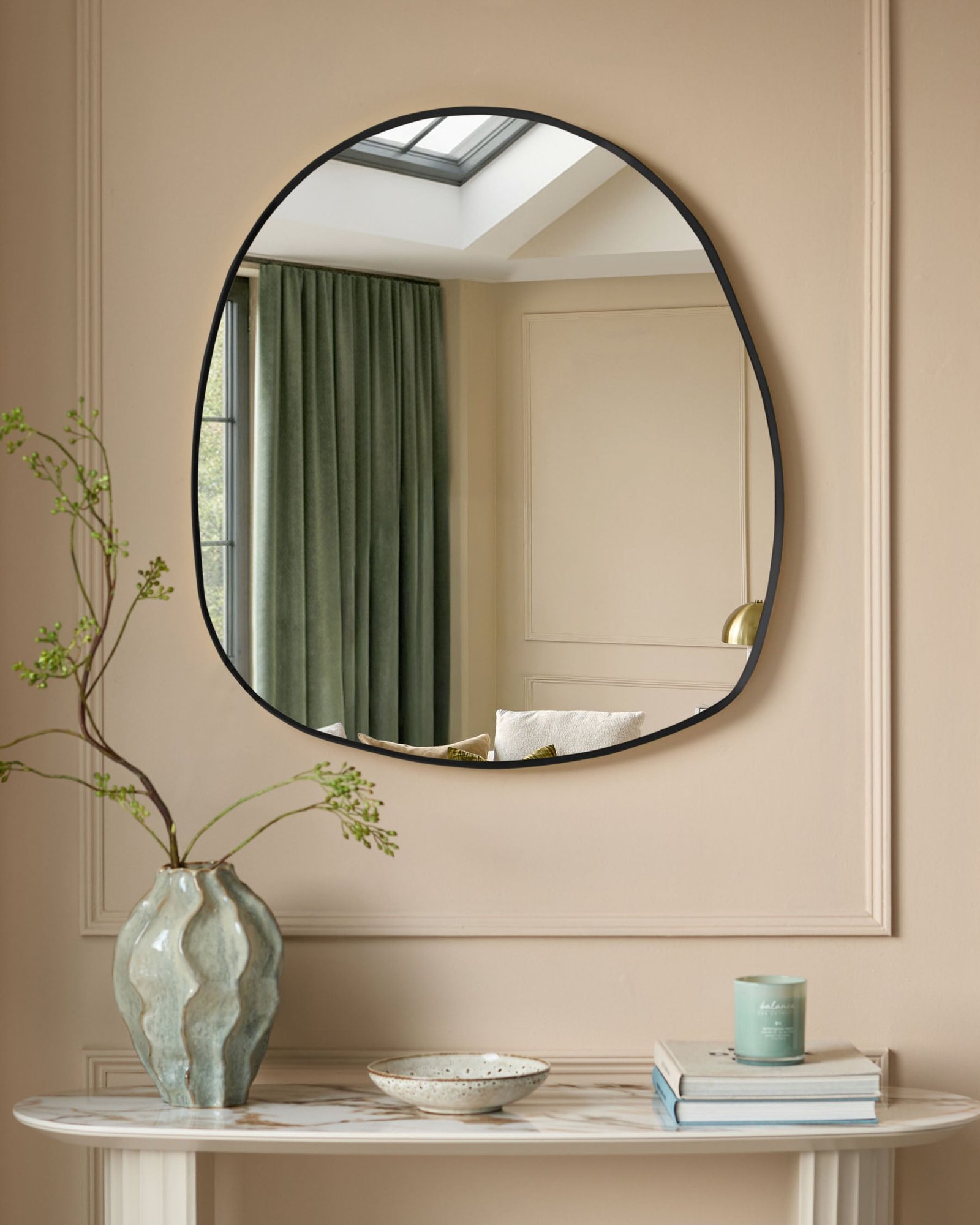 Dusk Caspian black pebble wall mirror Back