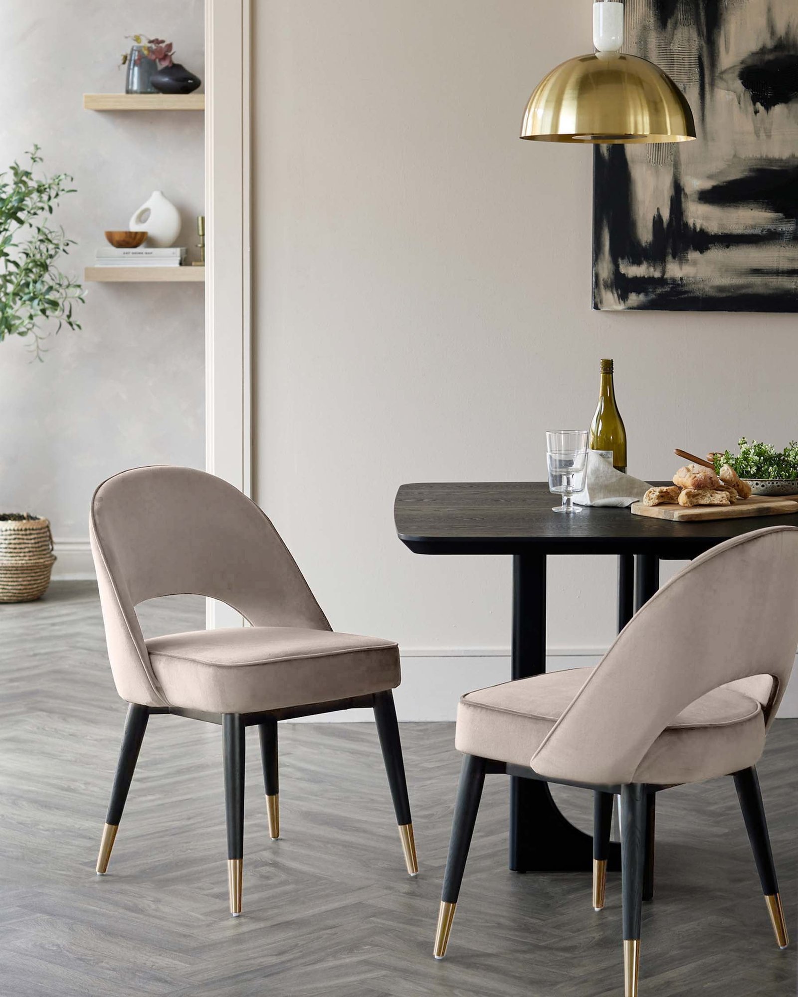 Dusk Clover Champagne Velvet Dining Chair - set of 2 Back