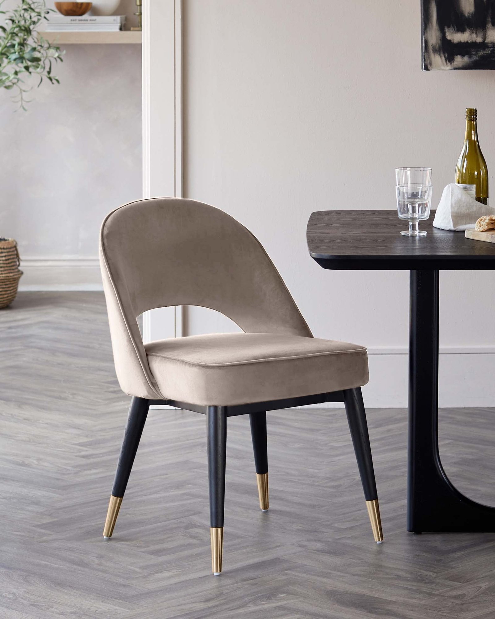 Dusk Clover Champagne Velvet Dining Chair - set of 2 Side