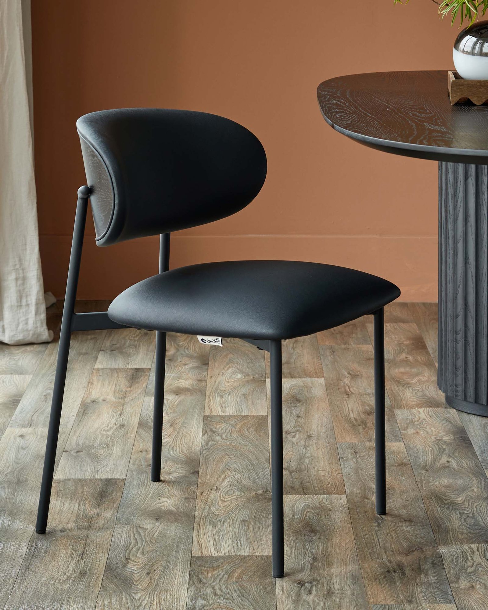 Dusk Cree black faux leather dining chair - set of 2 Front